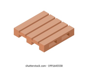 Wooden pallet in isometric view. Simple flat illustration