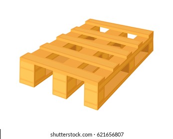 Wooden pallet in perspective, front and side view with dimensions isolated on a white background. Concept vector illustration