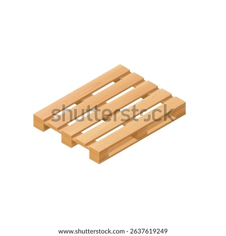 Wooden pallet perspective top view. Warehouse and storehouse equipment for loading and transporting freight. Realistic vector illustration. Cargo delivery timber tray, planking storage package