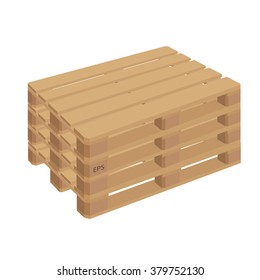 Wooden pallet in perspective vector illustration isolated on a white background