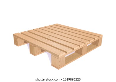 Wooden Pallet. Perspective View. 3d Vector Photo Realistic Illustration Isolated On White Background