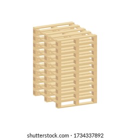 Wooden Pallet Set.Vector isometric and 3D view.