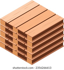 Wooden pallet stack. Cargo storage isometric icon