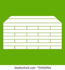 Wooden pallets icon white isolated on green background. Vector illustration