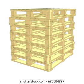 Wooden pallets. Isolated on white. EPS 10 vector format. Vector rendering of 3d