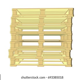 Wooden pallets. Isolated on white. EPS 10 vector format. Vector rendering of 3d