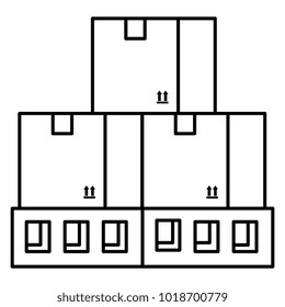 wooden pallets warehouse with boxes