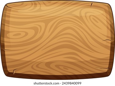 Wooden panel. Cartoon game element. Signboard template
