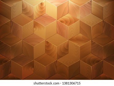 Wooden panel. Texture background of parquet boards.Wood floor tiles. Vector illustration.