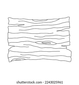 Panel de madera con textura. Ilustración monocroma vectorial aislada en blanco.