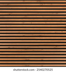 Wooden panel wall background. Horizontal wooden planks with seamless pattern creating rustic backdrop. Light and dark stripes emphasize texture and natural wood grain. Furniture design.