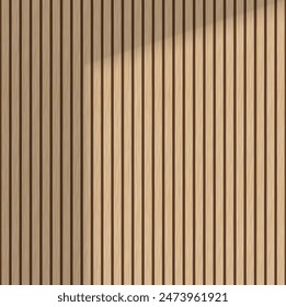 Wooden panel wall background. Wood realistic dark floor vector illustration. Vertical natural planks banner. Parquet board surface. Oak corrugated pattern.