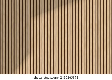 Wooden panel wall background. Wood realistic dark floor vector illustration. Vertical natural planks banner. Parquet board surface. Oak corrugated pattern.