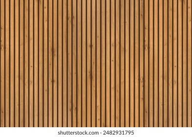 Wooden panel wall background. Wood realistic dark floor vector illustration. Vertical natural planks banner. Parquet board surface. Oak corrugated pattern.