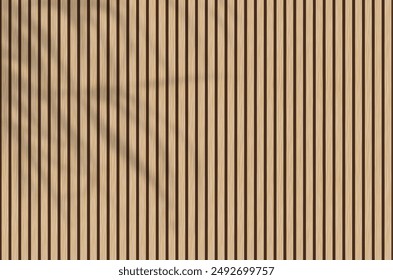 Wooden panel wall background. Wood realistic dark floor vector illustration. Vertical natural planks banner. Parquet board surface. Oak corrugated pattern.