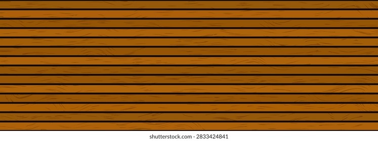 Wooden panel wall seamless pattern. Horizontal natural wood slat divider room background. Plank board cladding surface with gaps. Rustic timber batten texture backdrop for interior decor. Vector