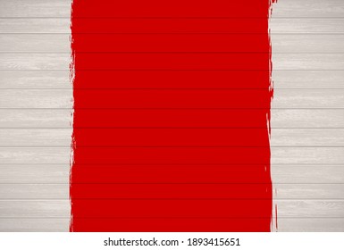 Wooden panels are painted with red paint. Vector background