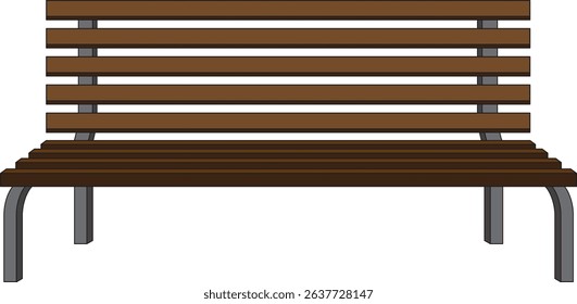 Wooden Park Bench Front View Vector