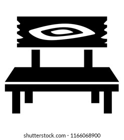
Wooden park bench or garden furniture glyph icon vector 
