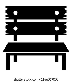 
Wooden park bench or garden furniture glyph icon vector 
