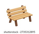 Wooden Park Bench icon 3d rendering illustration