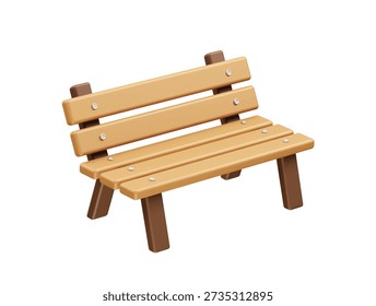 Wooden Park Bench icon 3d rendering illustration