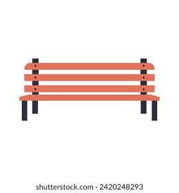 Wooden Park Bench Icon Vector Illustration