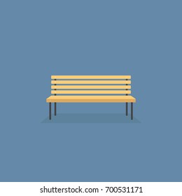Wooden Park Bench Illustration. Flat Design of Brown Park Bench