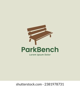 Wooden park bench for story memories and relaxing logo design illustration