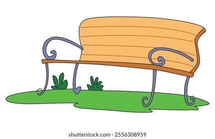 Wooden park benches vector illustration