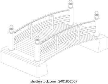 wooden park bridge in Japanese style