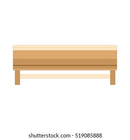 Wooden park outdoor bench isolated on white. Vector outdoor bench.