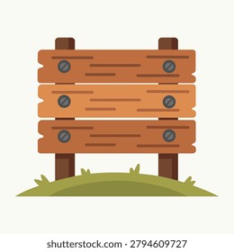 Wooden Park Signboard Illustration Rustic Direction Board Outdoor Information Display And Natural Landscape Element