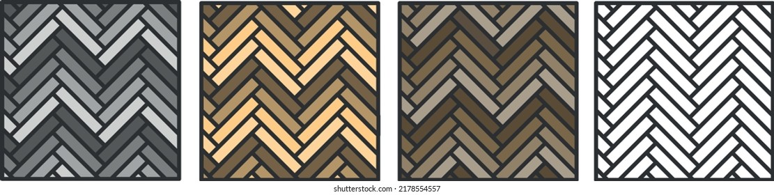 Wooden parquet, herringbone pattern. 4 colors.