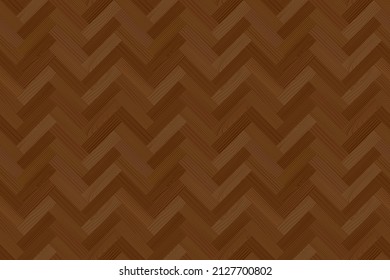 Parqué de madera, patrón de arenque sin fisuras. Textura de grano de madera. Parqué oscuro del suelo laminado de madera dura vista superior. Interior de madera. Roble, nogal, pino o arce. Ilustración vectorial realista