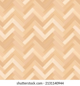 Holzparkett, nahtloses Herringbone-Muster. Holzinnenraum. Draufsicht auf den Fußboden aus Hartholz. Holzkornstruktur. Naturmaterialien aus Eiche, Nussbaum, Kiefer oder Ahorn. Realistische Vektorgrafik