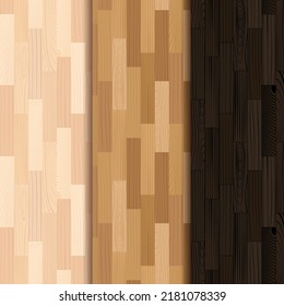 Wooden parquet seamless pattern. Dark and light laminate floor. Hardwood court. Wood grain texture. Nature timber interior. Oak, walnut, pine or maple nature materials realistic vector illustration