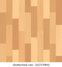 Wooden parquet seamless pattern. Light laminate floor top view. Hardwood court. Wood grain texture on plank. Timber interior. Oak, walnut, pine or maple nature materials, realistic vector illustration