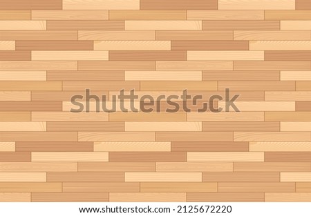 Wooden parquet seamless pattern. Light laminate floor top view. Hardwood court. Wood grain texture on plank. Timber interior. Oak, walnut, pine or maple nature materials, realistic vector illustration 商業照片 © 