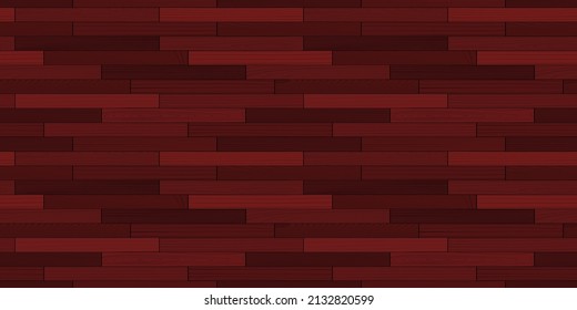 Wooden parquet, seamless pattern top view. Hardwood mahogany laminate floor. Wood grain texture. Timber interior plywood. Nature materials realistic flat vector illustration for catalog