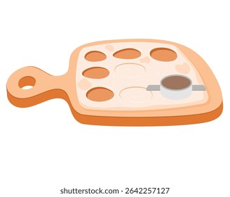 Wooden Pastry Board with Indentions and Sieve for Baking Preparation