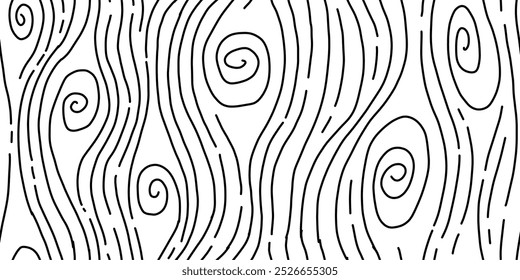 hölzerner Hintergrund. Board Nahtloses Muster. wellenförmiger Hintergrund. Abstrakter Linienhintergrund. Handgezeichnete Holzmuster in Vektorgrafik