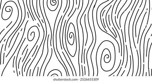 fundo de padrão de madeira. placa Padrão sem emenda. fundo de linha ondulada. Plano de fundo da linha abstrata. Padrões de madeira desenhados à mão no vetor