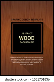 Wooden pattern bakground template with black square space for book cover, brochure, poster. Vector illustration. 