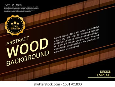 Wooden pattern landscape bakground template for product branding, book cover, brochure, poster. Vector illustration. 