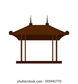 Wooden pavilion icon in flat style isolated on white background vector illustration