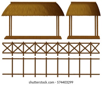 Wooden Pavillion And Fence Design Illustration