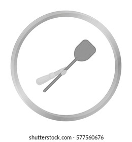 Wooden peel icon in monochrome style isolated on white background. Pizza and pizzeria symbol stock vector illustration.