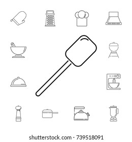 Wooden peel. Set of kitchen icons on white background
