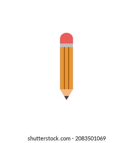 Wooden pencil with an eraser. Flat vector illustration isolated icon	eps 10